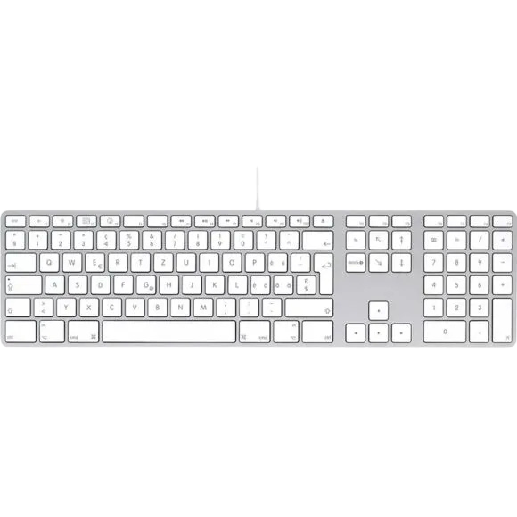 Apple Keyboard with Numeric Keypad A1243 schweizer QWERTZ Tastatur Weiß - Ohne Vertrag