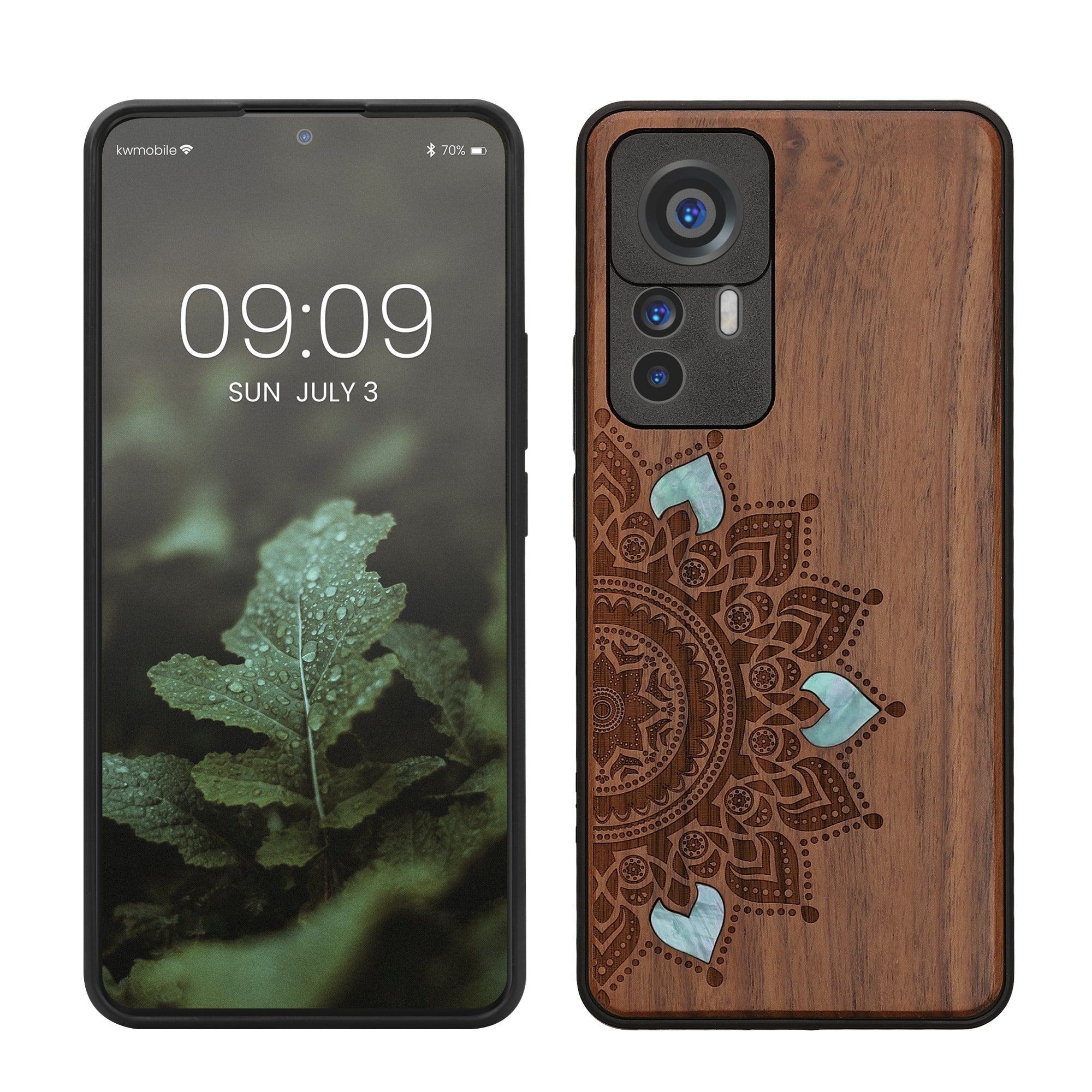 Holz Hardcase mit TPU Bumper für Xiaomi 12T / 12T Pro Aufgehende Sonne Perlmutt