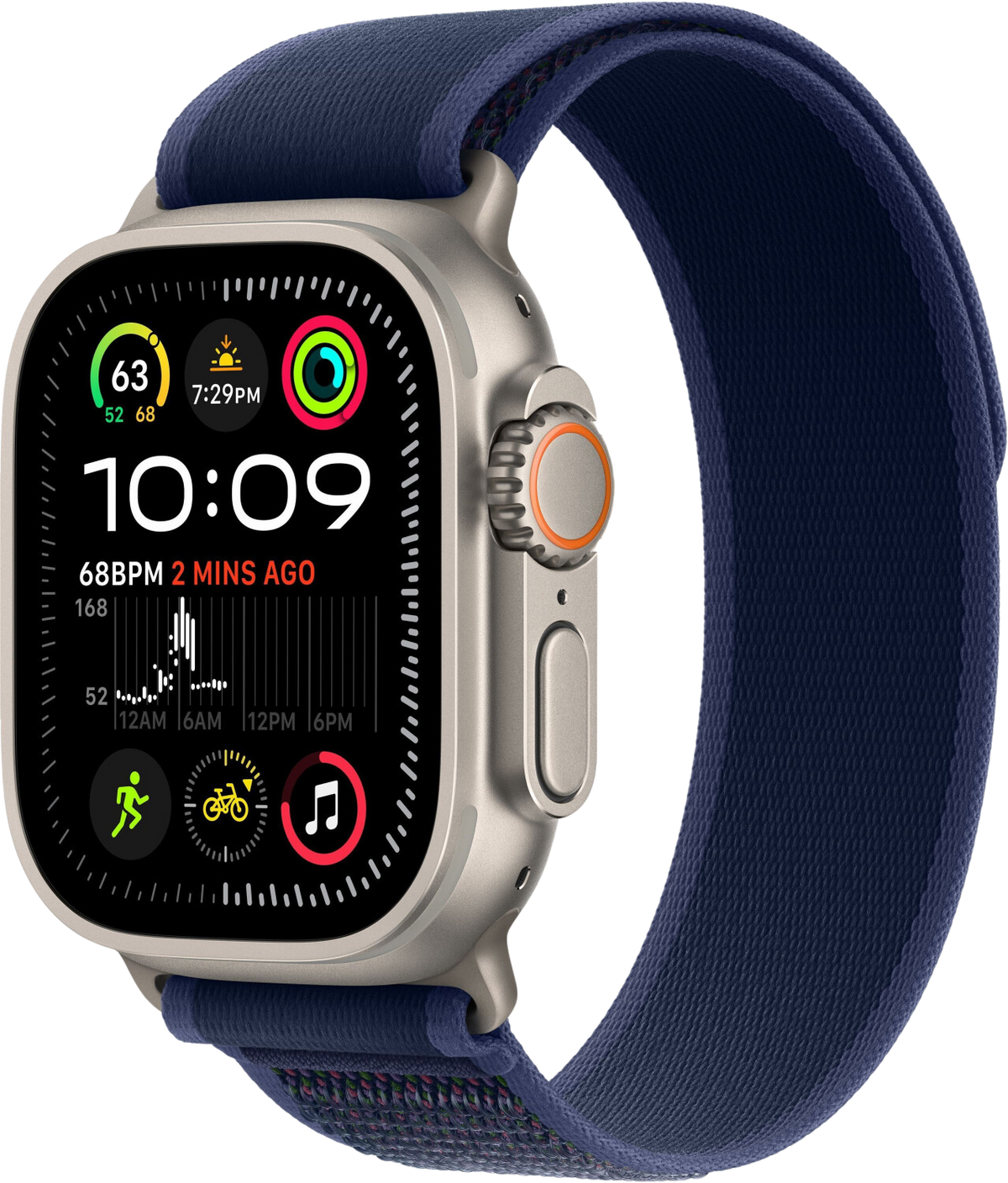 Apple Watch Ultra 2 2024 LTE Natur Titan 49mm Trail Loop Blau M/L MX4L3 - Ohne Vertrag