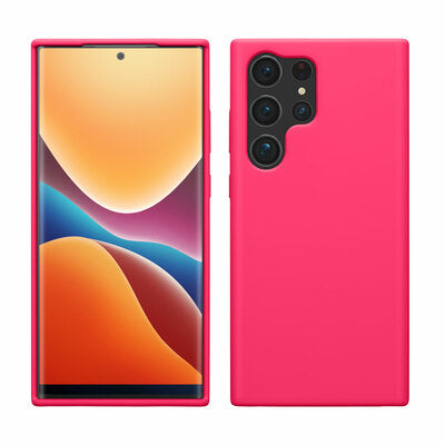 Gummierte Silikon Hülle für Samsung Galaxy S23 Ultra in Neon Pink