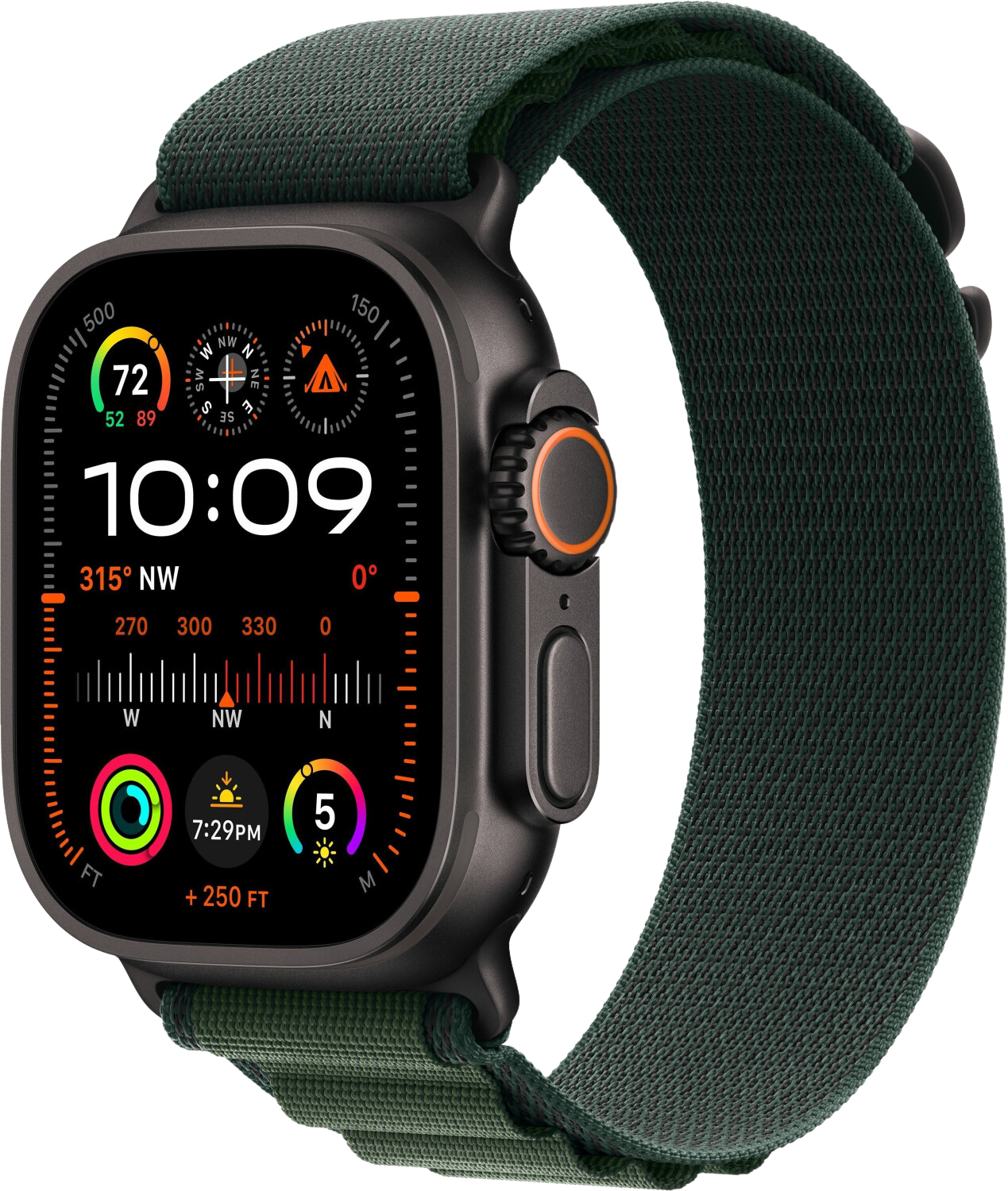 Apple Watch Ultra 2 2024 LTE Schwarz Titan 49mm Alpine Loop Dunkelgrün L MX4T3 - Ohne Vertrag