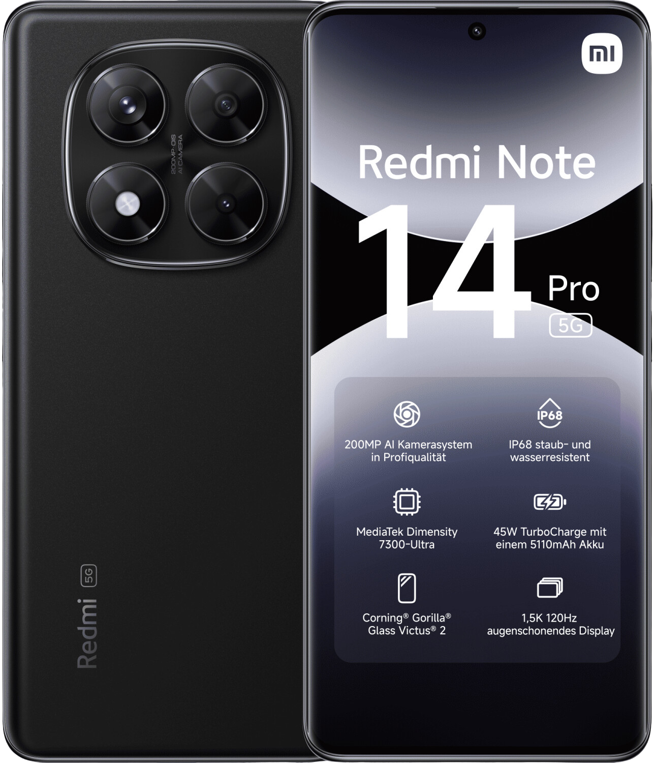 Xiaomi Redmi Note 14 Pro 5G Dual-SIM schwarz - Ohne Vertrag