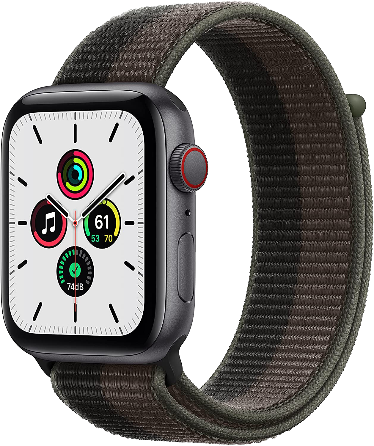 Apple Watch SE LTE Space Grau 44mm Alu Sport Loop Tornado/Grau MKT53  - Ohne Vertrag