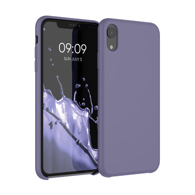 Gummierte Silikon Hülle für Apple iPhone XR in Soft Blue Lavender