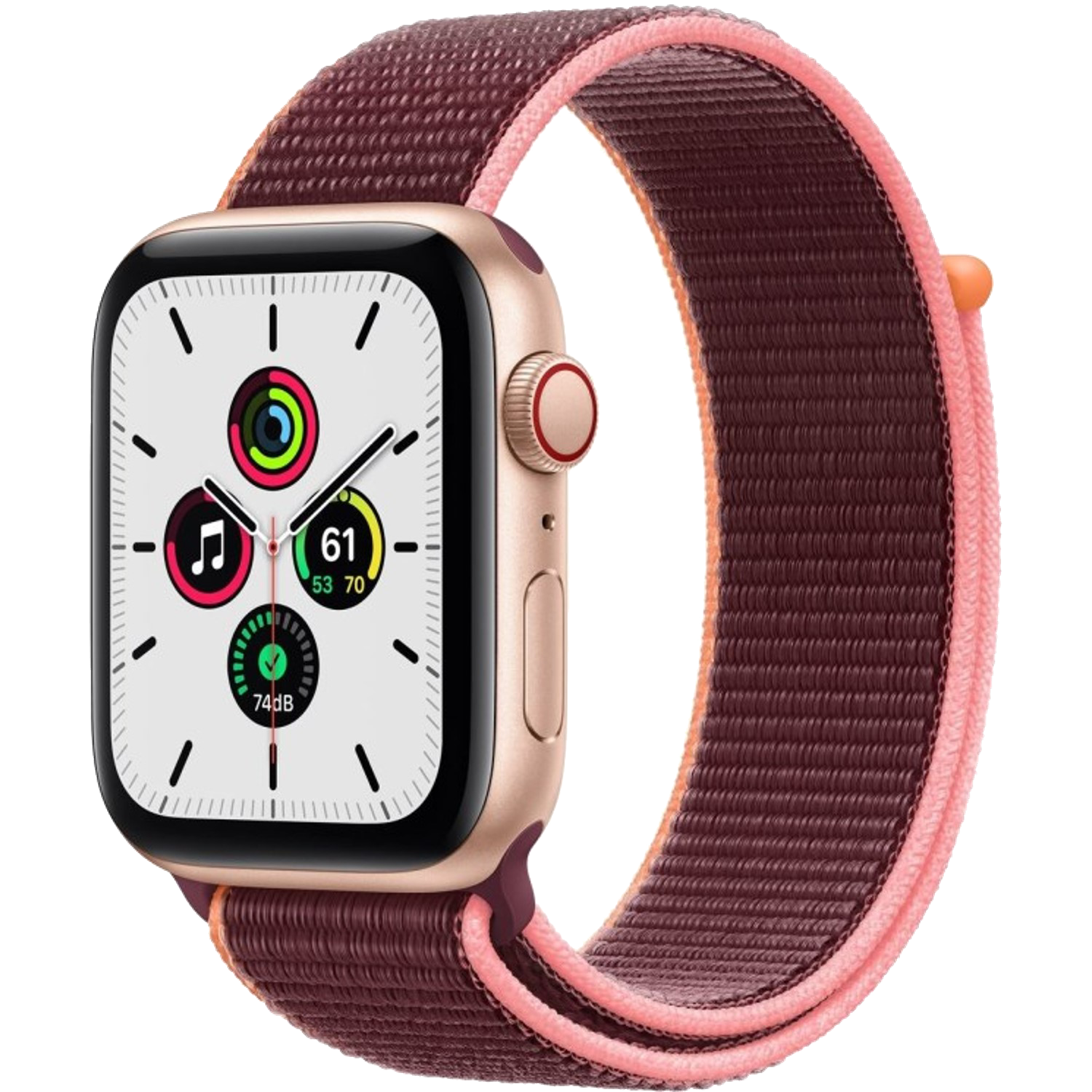 Apple Watch SE LTE Gold 44mm Alu Sport Loop Plum MYEY2  - Ohne Vertrag