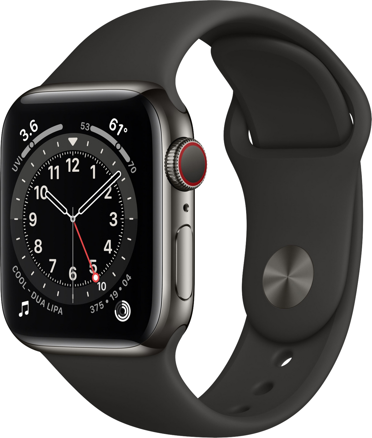 Apple Watch 6 LTE schwarz Edelstahl 40 mm Sportarmband Schwarz - Onhe Vertrag