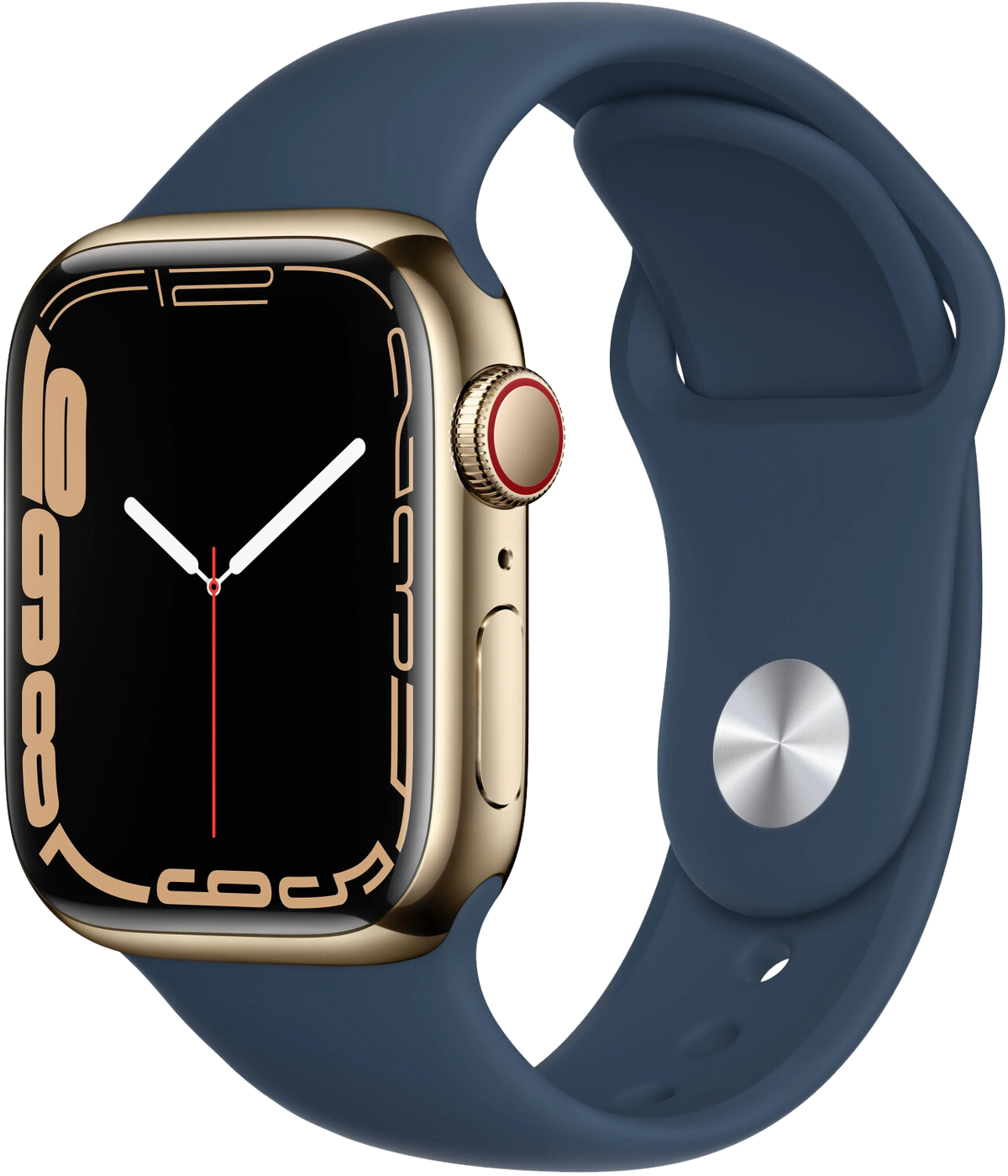 Apple Watch 7 LTE gold Edelstahl 45mm Sportarmband Abyssblau MN9M3 - Ohne Vertrag