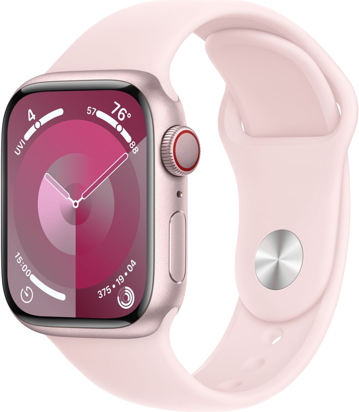 Apple Watch 9 LTE Rosa Alu 41mm Sportarmband Pink M/L MRJ03 - Ohne Vertrag