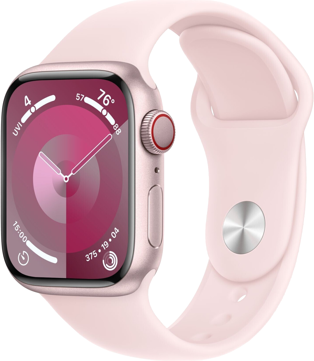 Apple Watch 9 LTE Rosa Alu 41mm Sportarmband Pink M/L MRJ03 - Ohne Vertrag