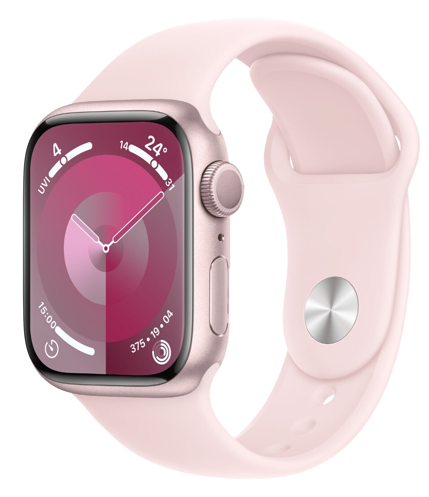 Apple Watch Series 9 GPS Rose Aluminium 41 mm Sportarmband Hellrosa S/M MR933 - Ohne Vertrag