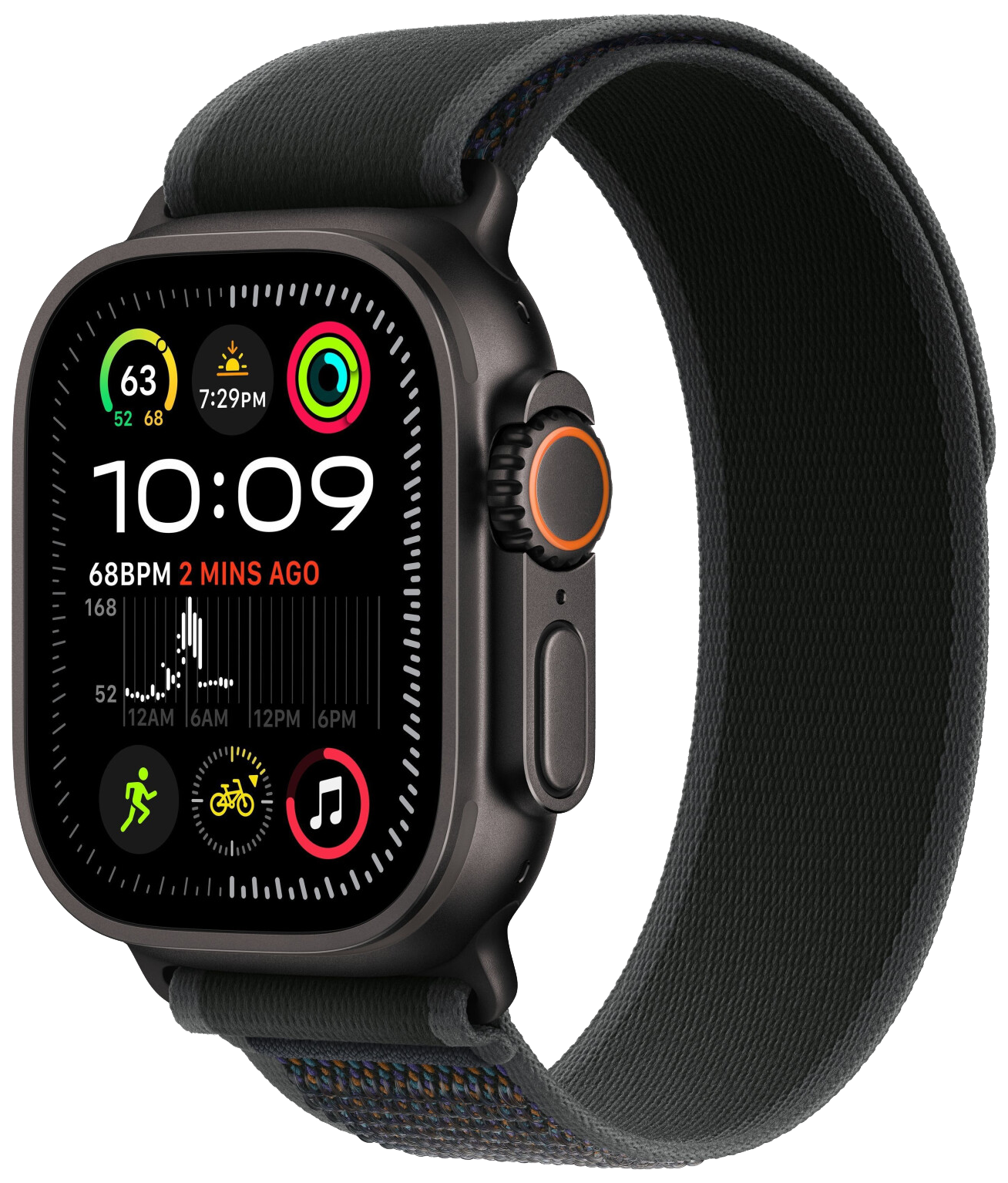 Apple Watch Ultra 2 2024 LTE Schwarz Titan 49mm Trail Loop Schwarz M/L MX4V3 - Ohne Vertrag