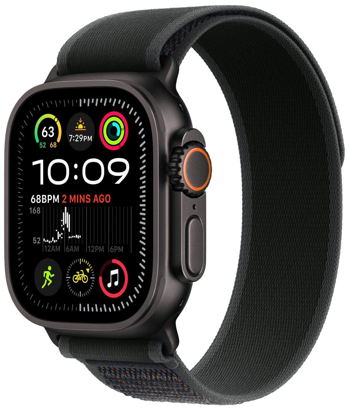 Apple Watch Ultra 2 2024 LTE Schwarz Titan 49mm Trail Loop Schwarz M/L MX4V3 - Ohne Vertrag