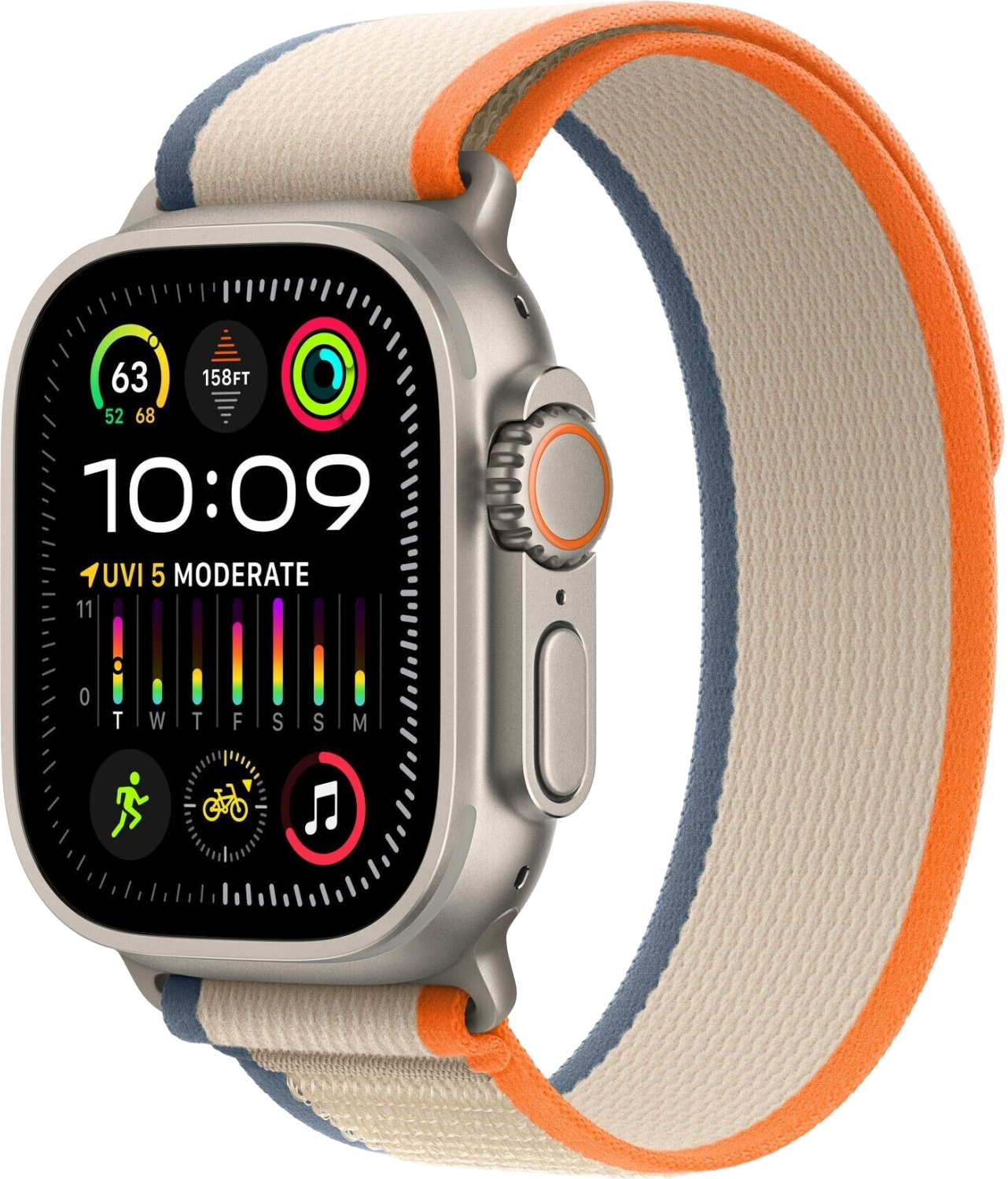 Apple Watch Ultra 2 LTE Silber Titan 49mm Trail Loop Orange/Beige M/L MRF23 - Ohne Vertrag