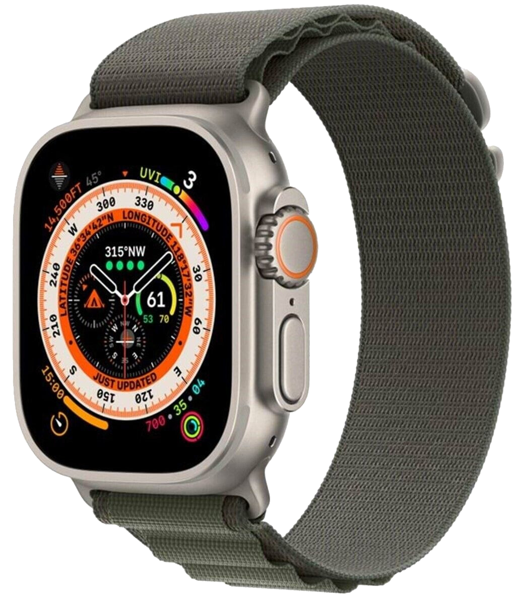 Apple Watch Ultra LTE silber Titan 49mm Alpine Loop Green Small MNHJ3 - Ohne Vertrag