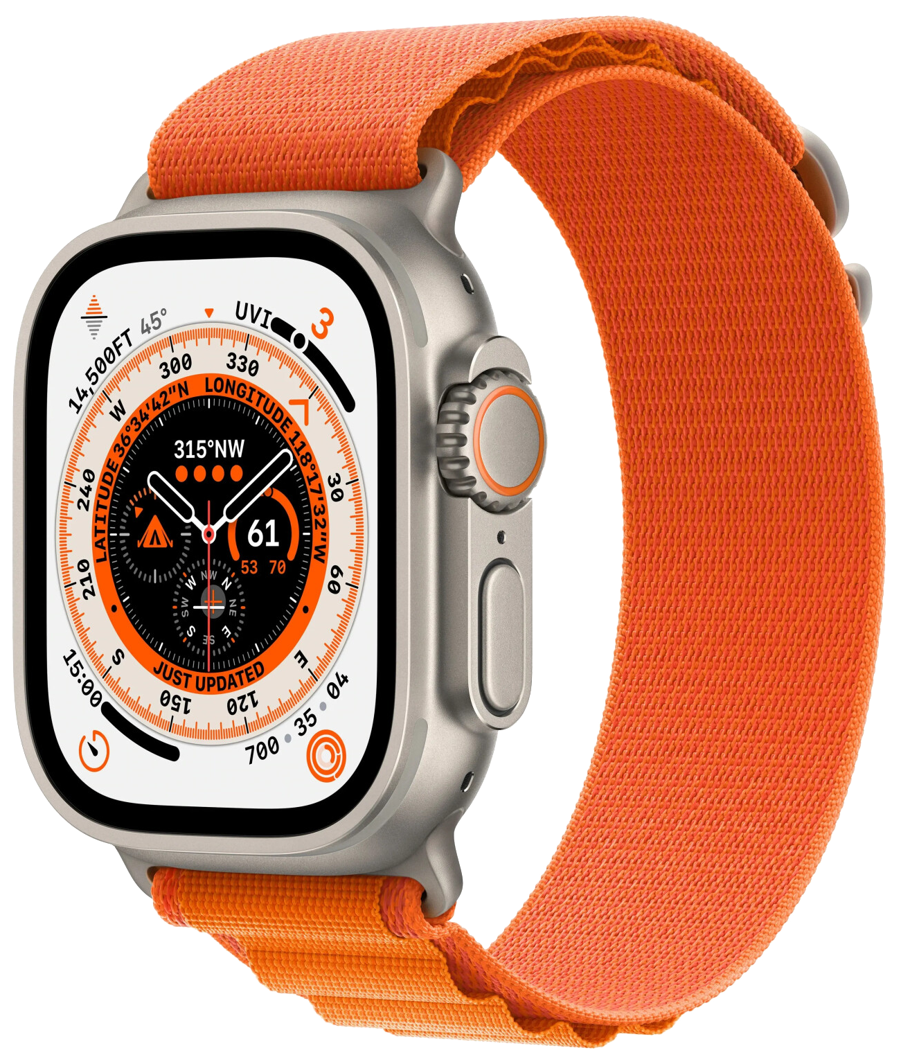 Apple Watch Ultra LTE silber Titan 49mm Alpine Loop Orange Small MNHH3 - Ohne Vertrag