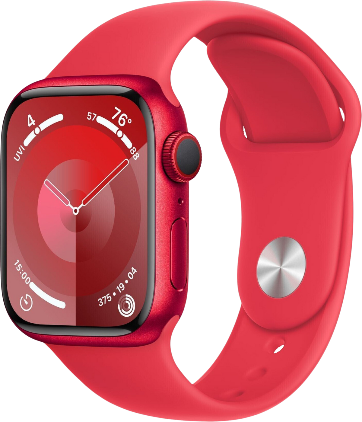 Apple Watch 9 LTE Alu 41mm Sportarmband rot S/M MRY63 - Ohne Vertrag