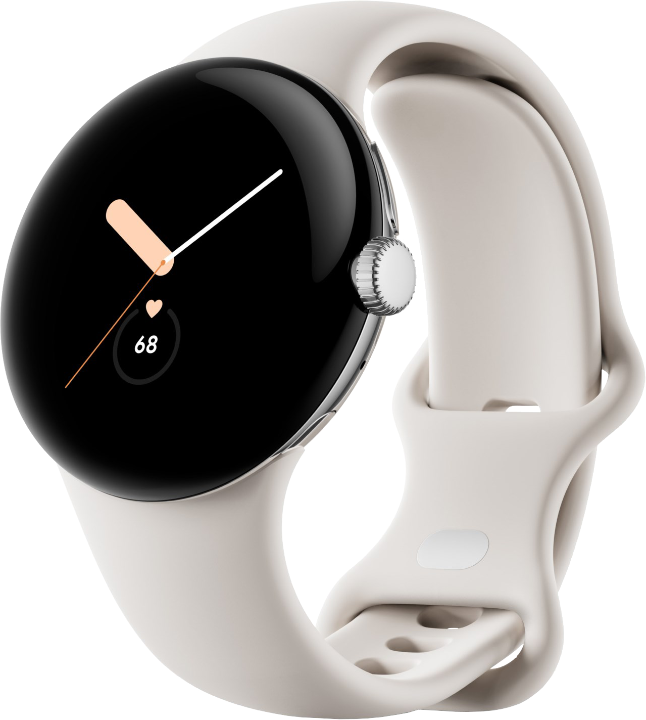 Google Pixel Watch Bluetooth Polished Silver Sportarmband Chalc