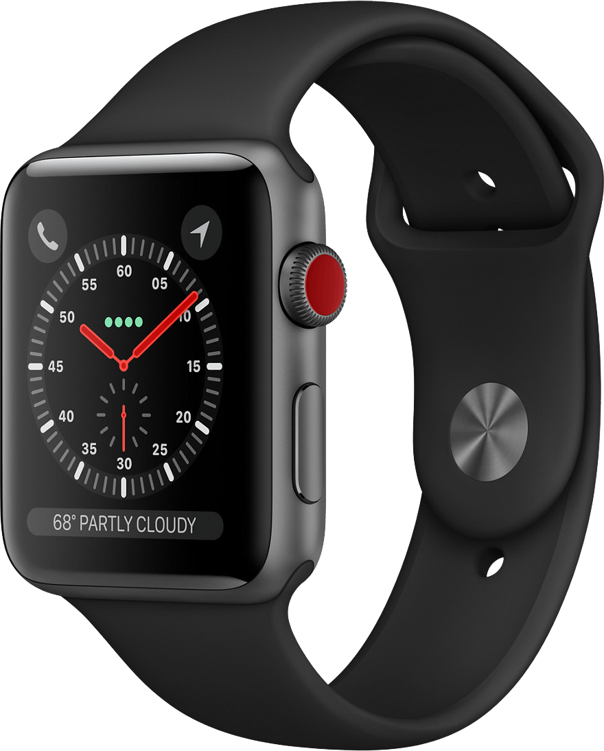 Apple Watch 3 LTE Grau Alu 42mm Sportarmband schwarz MQKN2