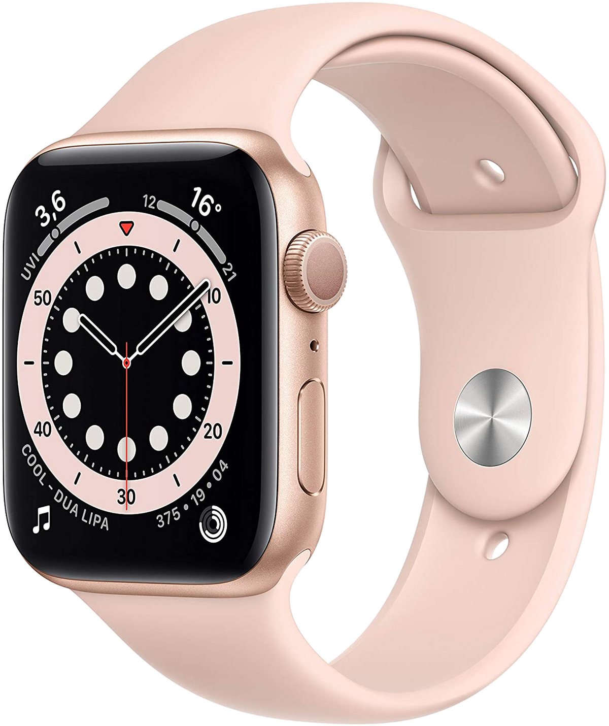 Apple Watch 6 Gold Alu 44mm Sportarmband Sandrosa M00E3 - Onhe Vertrag