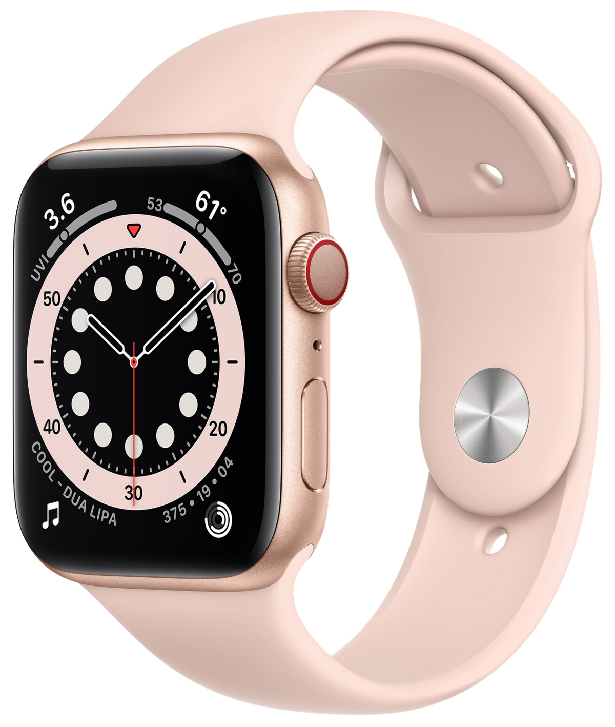 Apple Watch 6 LTE Gold Alu 44mm Sportarmband Sandrosa MG2D3 - Ohne Vertrag