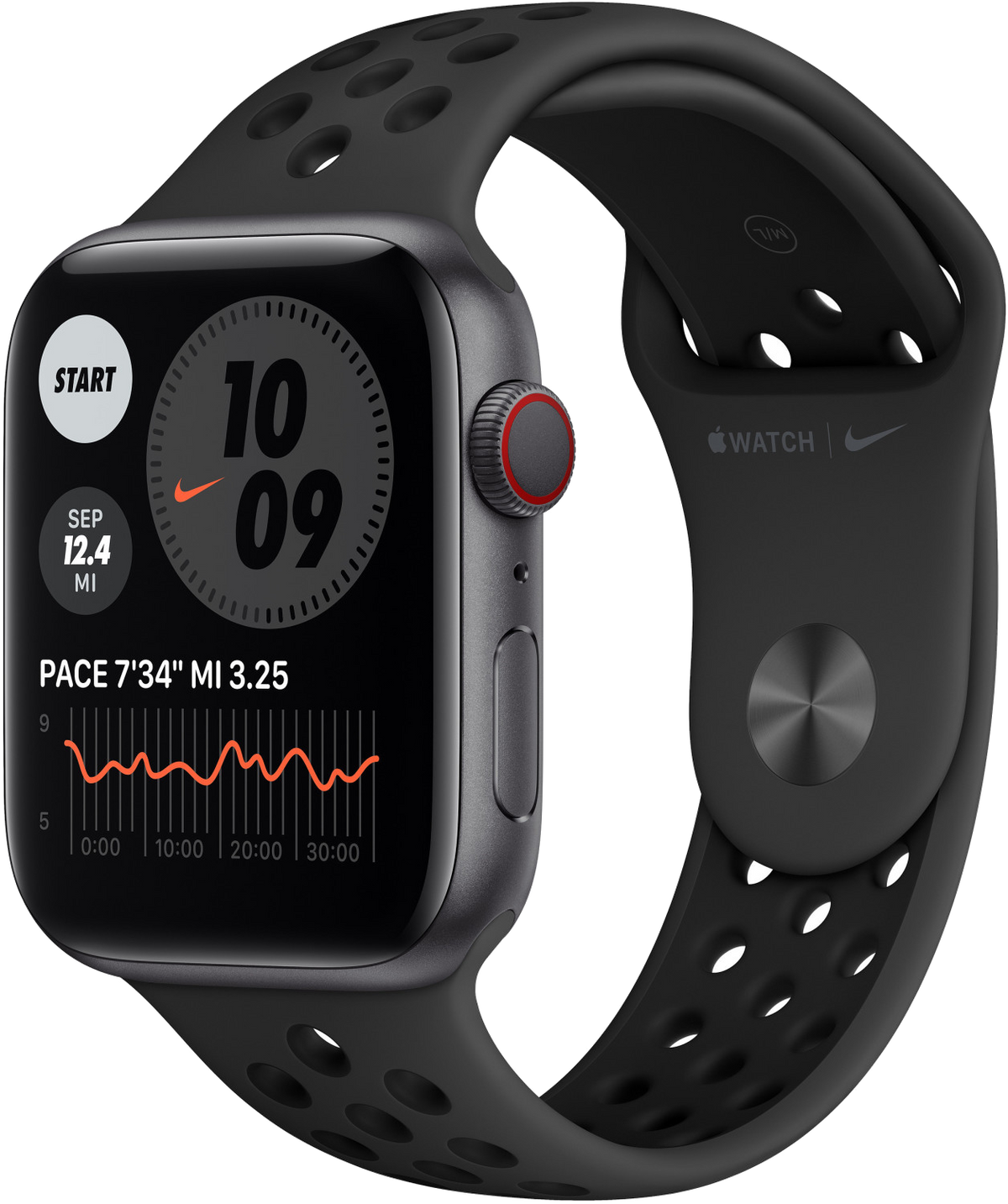 Apple Watch 6 Nike LTE Grau Alu 40mm Sportarmband Schwarz - Ohne Vertrag