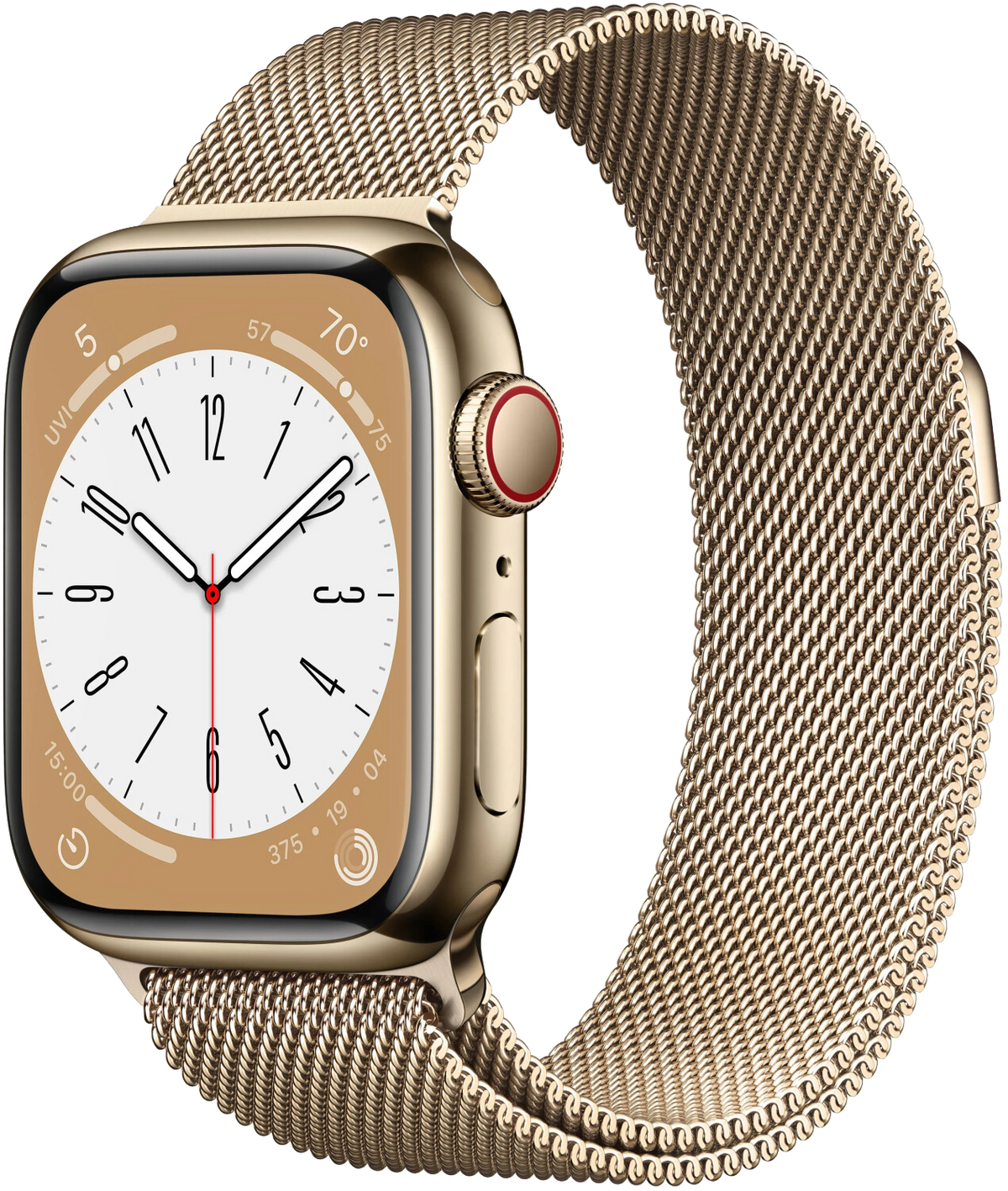 Apple Watch 8 LTE gold Edelstahl 41mm Milanaise Gold MNJF3 - Ohne Vertrag