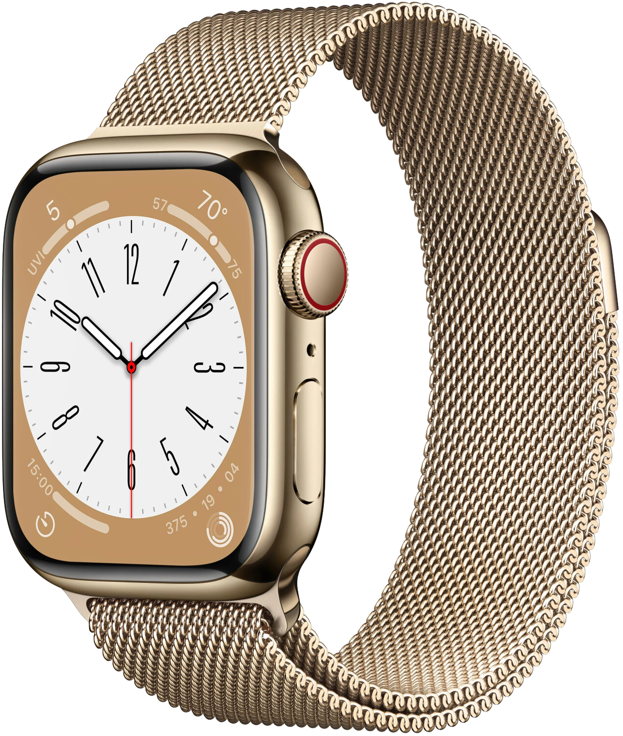 Apple Watch 8 LTE gold Edelstahl 41mm Milanaise Gold MNJF3 - Ohne Vertrag