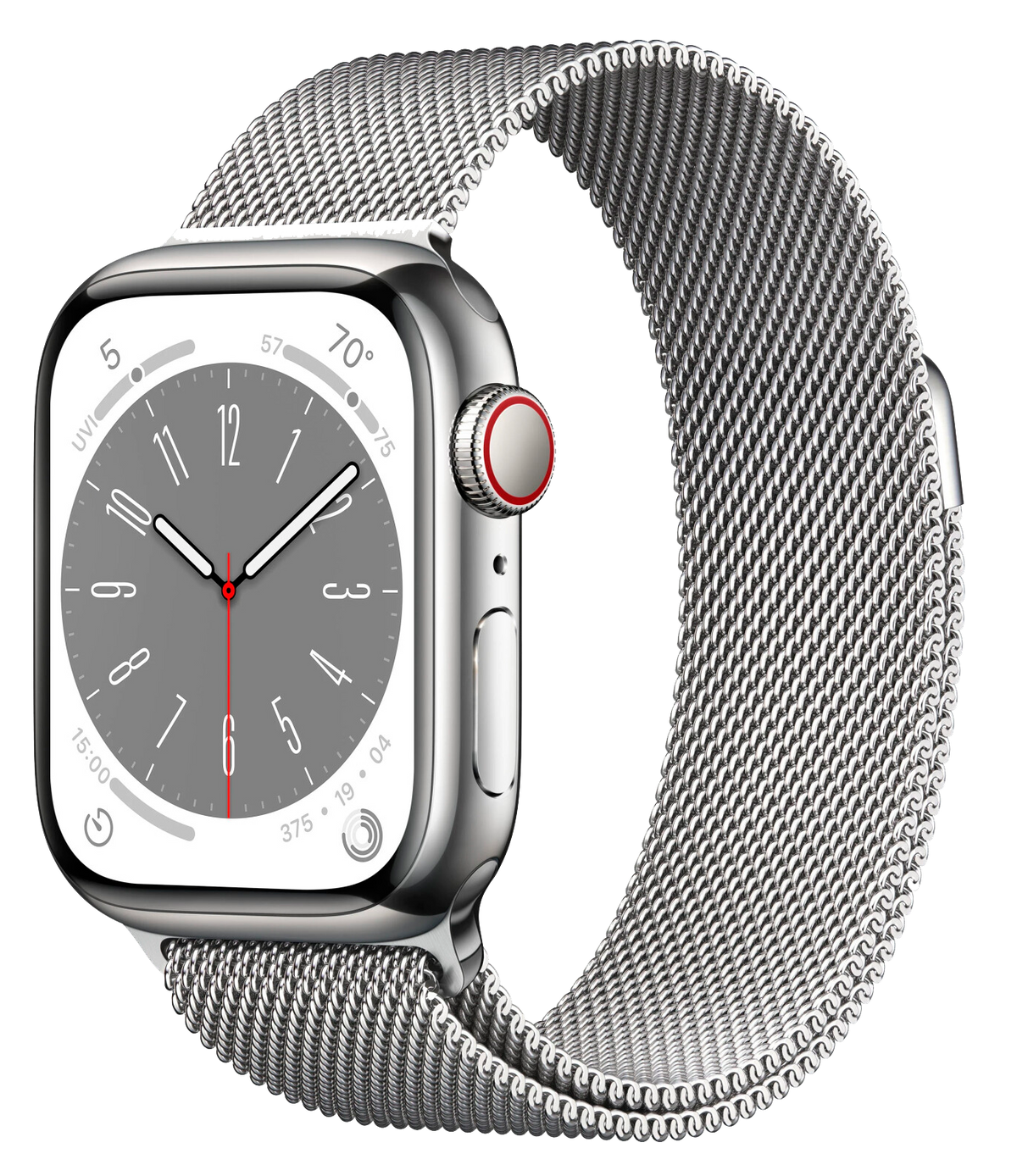 Apple Watch 8 LTE silber Edelstahl  41mm Steel Milanaise silver MNJ83F - Ohne Vertrag