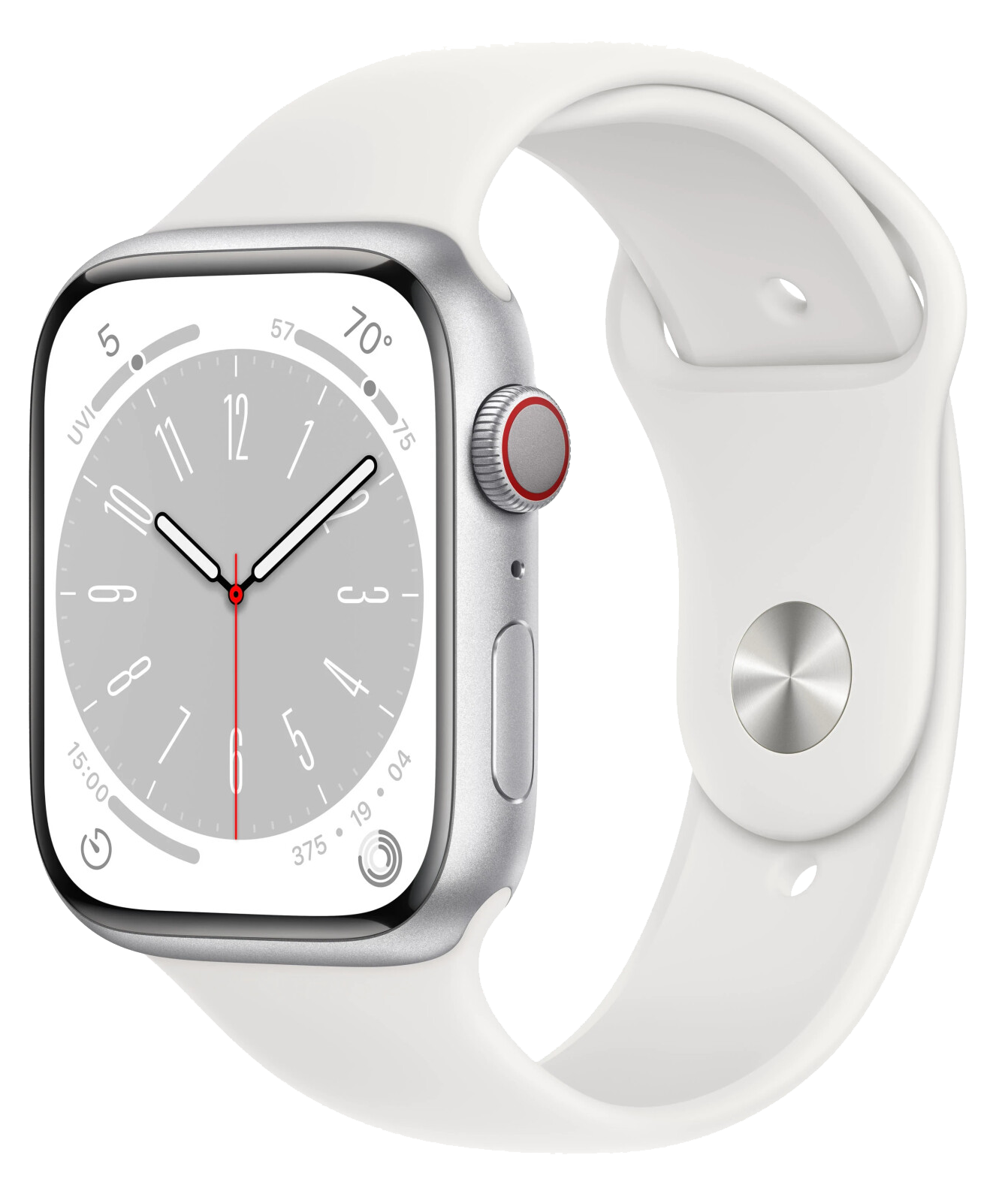 Apple Watch S8 LTE 45mm silber Alu Sportarmband weiß MP4J3 - Ohne Vertrag