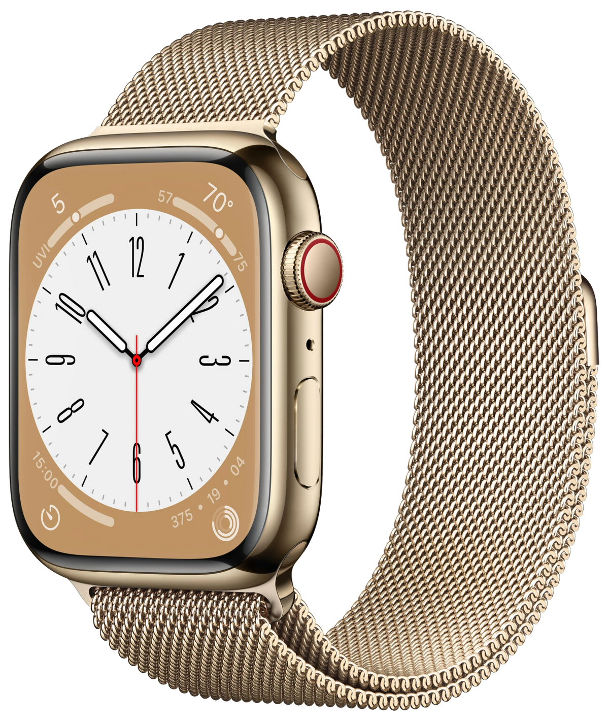 Apple Watch 8 LTE gold Edelstahl 45mm Milanaise Gold MNKQ3 - Ohne Vertrag