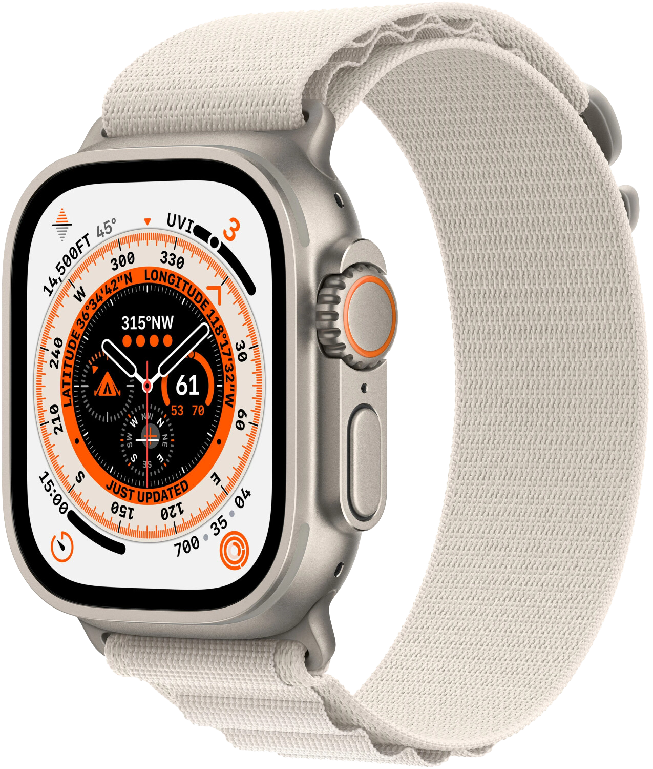 Apple Watch Ultra LTE silber Titan 49mm Alpine Loop Polarstern Small MQFQ3 - Ohne Vertrag